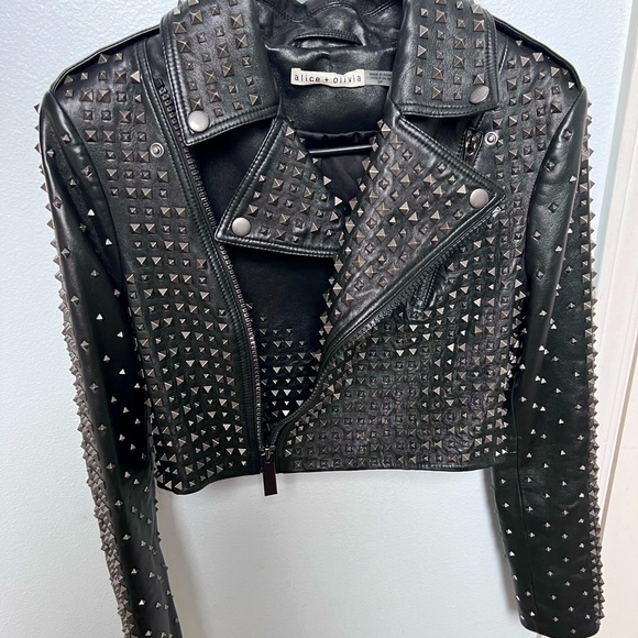 Alice + Olivia Krishna moto leather jacket - Picture 9 of 12